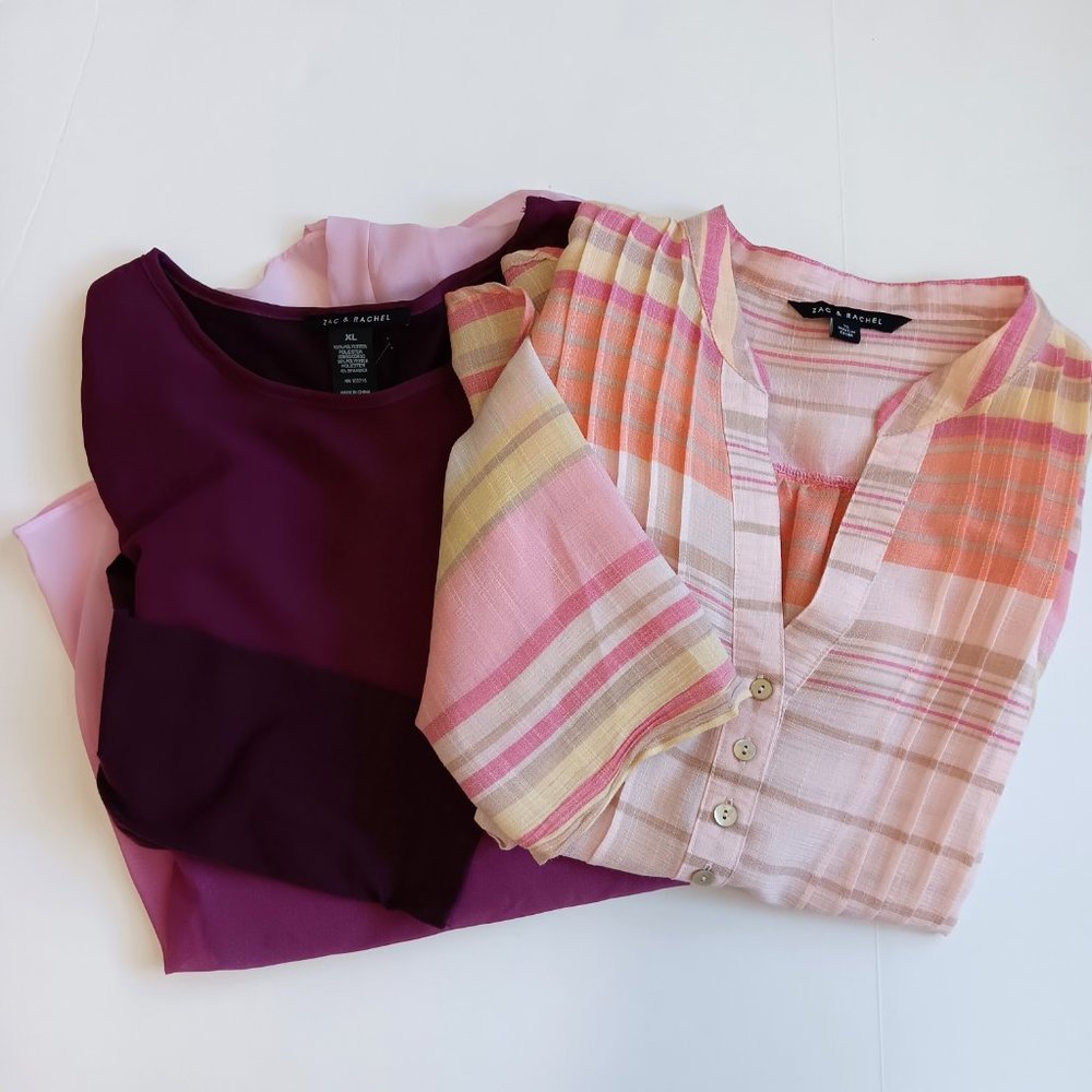 Lot of Two Zac & Rachel Women's Pink/Purple Long Sleeve Tops Size XL